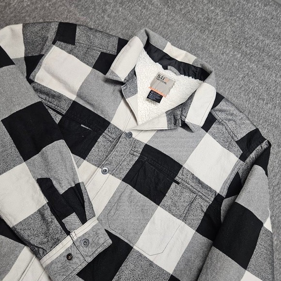 5.11 Tactical Other - 5.11 Tactical Shirt Jacket Mens XL Black White Buffalo Check Sherpa Lined 78042